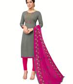 Grey Embroidered Cotton Salwar