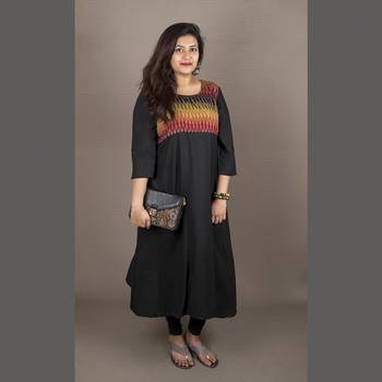 Black printed rayon kurtas-and-kurtis 1