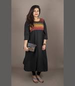Black printed rayon kurtas-and-kurtis