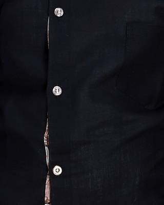 Black plain cotton silk boys-kurta-pyjama 5