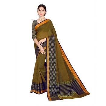 Yellow woven cotton silk saree with blouse 1
