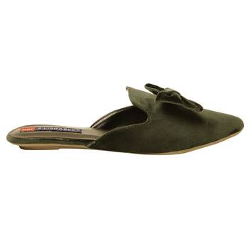 Women Green Synthetic Flats 2