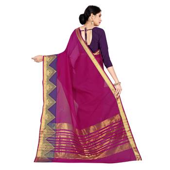 Pink woven cotton silk saree with blouse 2