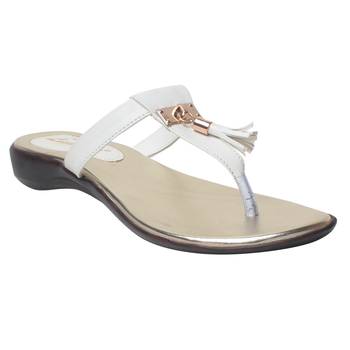 Women white Synthetic Flats 1