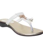 Women white Synthetic Flats