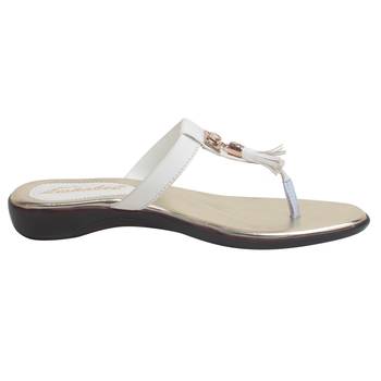 Women white Synthetic Flats 2