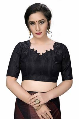 Wine printed silk blend saree with blouse 5