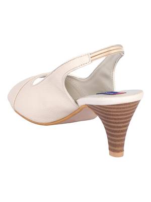 mesh Stylish Fancy beige heel Sandal For Women 3