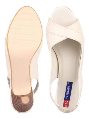 mesh Stylish Fancy beige heel Sandal For Women 4