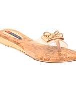 women Synthetic Beige Flats
