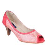 leatherette Stylish Fancy pink heel Sandal For Women
