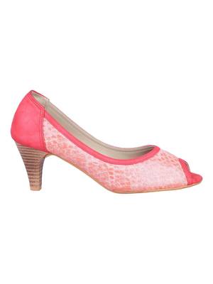 leatherette Stylish Fancy pink heel Sandal For Women 2