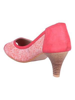 leatherette Stylish Fancy pink heel Sandal For Women 3
