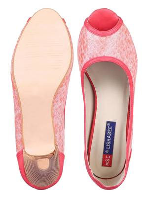 leatherette Stylish Fancy pink heel Sandal For Women 4