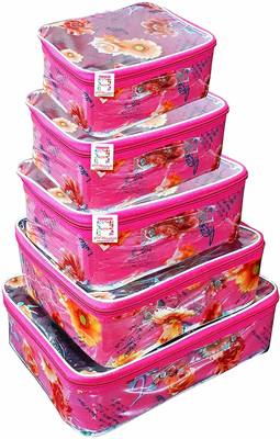 atorakushon   set of 5 Fabric Multi color Multipurpose Make Up Cosmetic Organizer Pouche 1