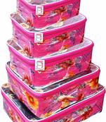 atorakushon   set of 5 Fabric Multi color Multipurpose Make Up Cosmetic Organizer Pouche