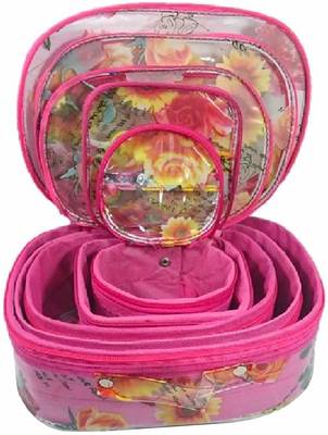 atorakushon   set of 5 Fabric Multi color Multipurpose Make Up Cosmetic Organizer Pouche 2