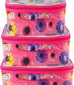 atorakushon   set of 3 Fabric Multi color Multipurpose Make Up Cosmetic Organizer Pouche