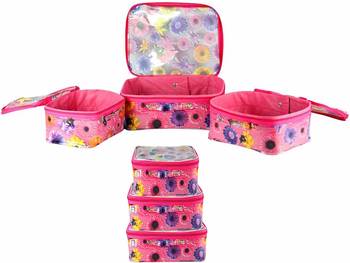 atorakushon   set of 3 Fabric Multi color Multipurpose Make Up Cosmetic Organizer Pouche 2