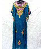 Dark Sky Blue Color Embroidery Farasha