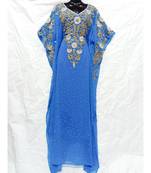 Sky Blue Color Embroidery Farasha