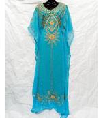 Sky Blue Color Embroidery Farasha