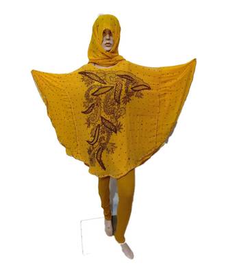 Yellow Color Handmade Poncho Syle Abya With Scarf And Legging 1