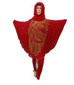 Red Color Handmade Poncho Syle Abya With Scarf And Legging