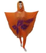 Orange  Color Handmade Poncho Syle Abya With Scarf And Legging
