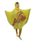 Light Yellow  Color Handmade Poncho Syle Abya With Scarf And Legging