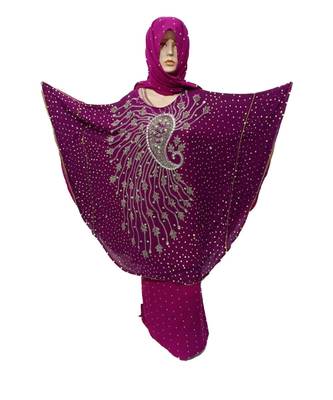 Purple  Color Handmade Poncho Syle Abya With Scarf And Legging 1