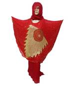 Red  Color Handmade Poncho Syle Abya With Scarf And Legging