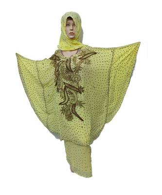 Light Yellow Color Handmade Poncho Syle Abya With Scarf And Wrapper 1