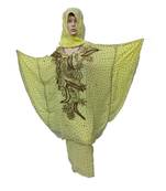 Light Yellow Color Handmade Poncho Syle Abya With Scarf And Wrapper