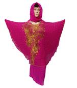 Pink Color Handmade Poncho Syle Abya With Scarf And Wrapper