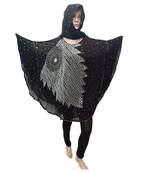 Black  Color Handmade Poncho Syle Abya With Scarf And Legging