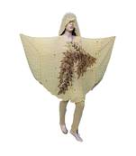 White  Color Handmade Poncho Syle Abya With Scarf And Legging