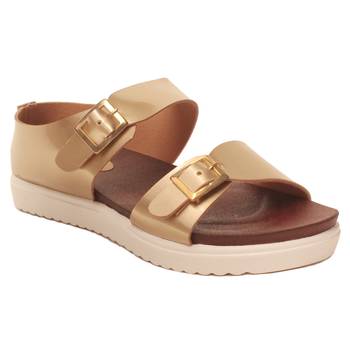 women Synthetic Gold Sandals 1