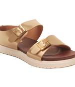 women Synthetic Gold Sandals