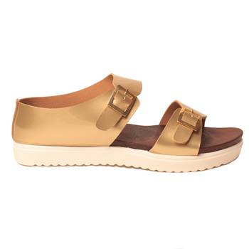 women Synthetic Gold Sandals 2