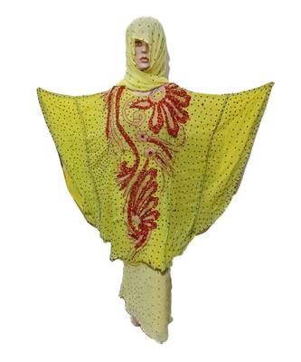 Yellow Color Handmade Poncho Syle Abya With Scarf And Wrapper 1