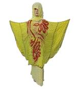 Yellow Color Handmade Poncho Syle Abya With Scarf And Wrapper