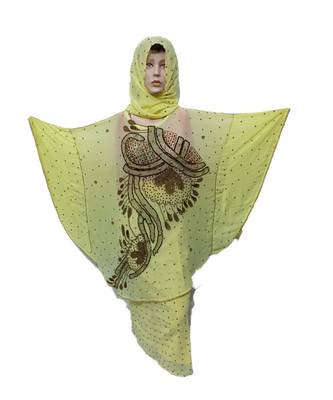 Light Yellow Color Handmade Poncho Syle Abya With Scarf And Wrapper 1