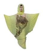 Light Yellow Color Handmade Poncho Syle Abya With Scarf And Wrapper