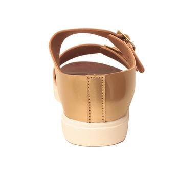 women Synthetic Gold Sandals 4