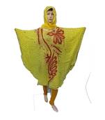 Light Yellow  Color Handmade Poncho Syle Abya With Scarf And Legging