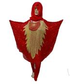 Red  Color Handmade Poncho Syle Abya With Scarf And Legging