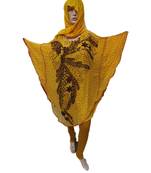 Yellow  Color Handmade Poncho Syle Abya With Scarf And Legging