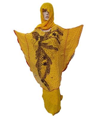 Yellow Color Handmade Poncho Syle Abya With Scarf And Wrapper 1