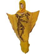 Yellow Color Handmade Poncho Syle Abya With Scarf And Wrapper